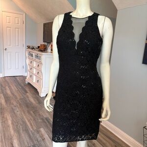 Morgan & Co Elegant sequined Black Lace Dress sz10
